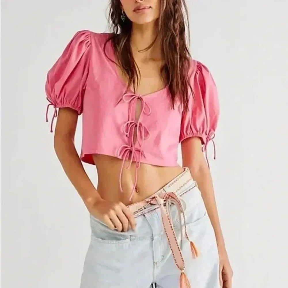 FREE PEOPLE Pink Kitty Tee